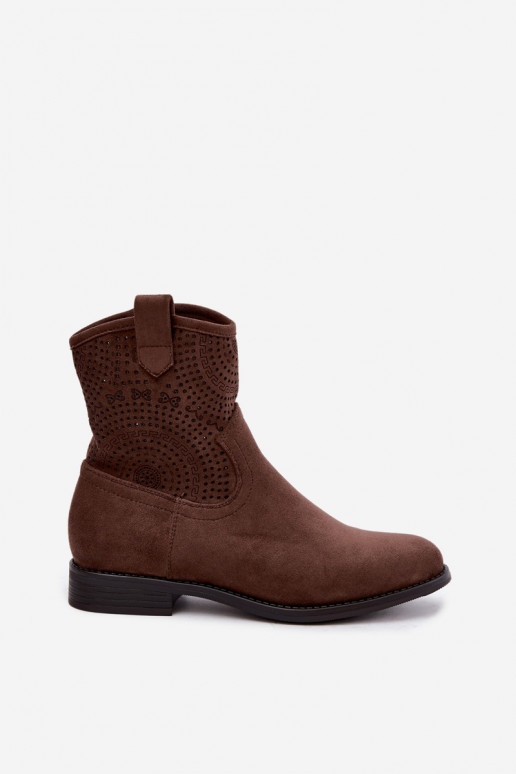 Botins recortados com saltos largos S.Barski HY62-8125 castanho
