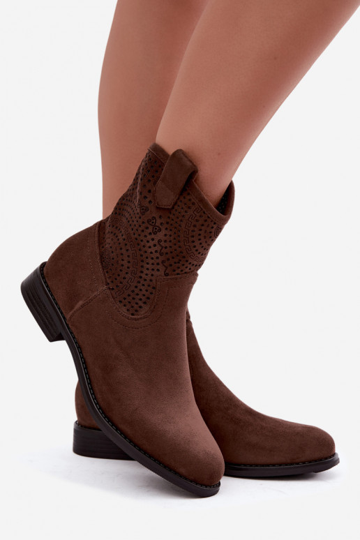 Botins recortados com saltos largos S.Barski HY62-8125 castanho