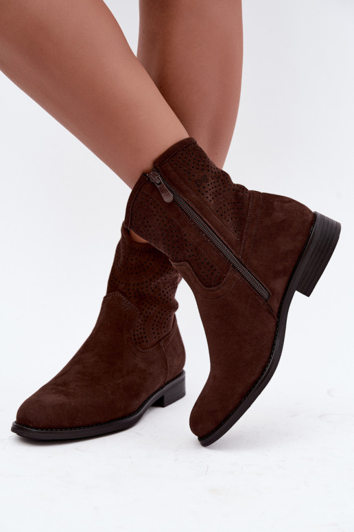 Botins recortados com saltos largos S.Barski HY62-8125 chocolate