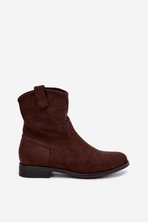 Botins recortados com saltos largos S.Barski HY62-8125 chocolate