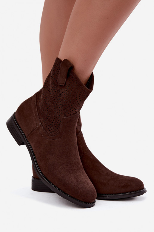 Botins recortados com saltos largos S.Barski HY62-8125 chocolate