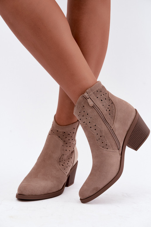 Botins de estilo cowboy em cor de areia com saltos S.Barski HY62-8147