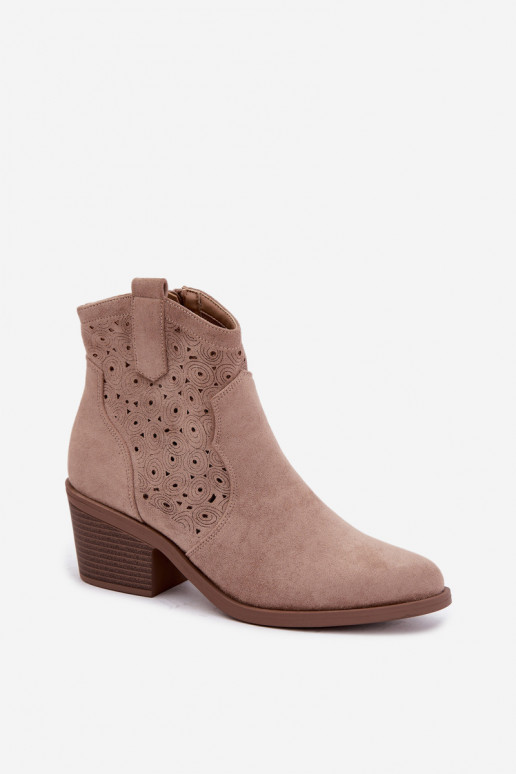 Botins de estilo cowboy em cor de areia com saltos S.Barski HY62-8147
