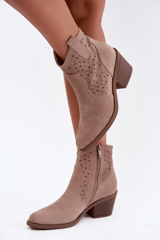 Botins de estilo cowboy em cor de areia com saltos S.Barski HY62-8147
