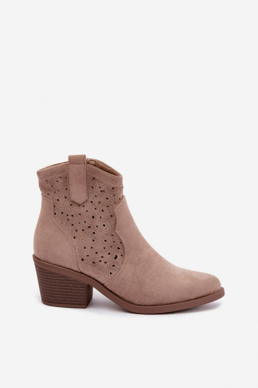 Botins de estilo cowboy em cor de areia com saltos S.Barski HY62-8147