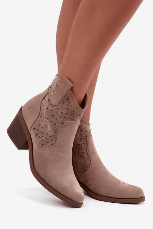 Botins de estilo cowboy em cor de areia com saltos S.Barski HY62-8147