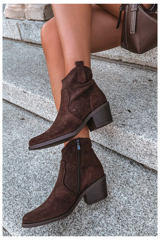Botins recortados estilo cowboy com saltos S.Barski HY62-8147 chocolate