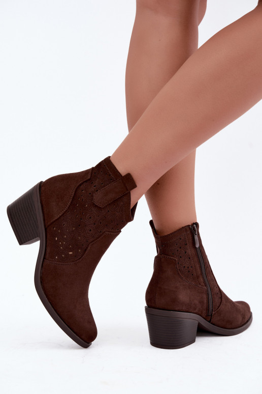 Botins recortados estilo cowboy com saltos S.Barski HY62-8147 chocolate