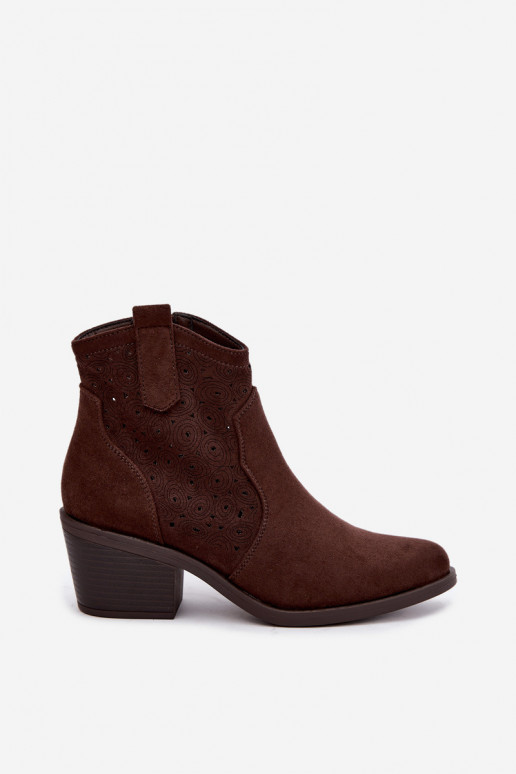 Botins recortados estilo cowboy com saltos S.Barski HY62-8147 chocolate