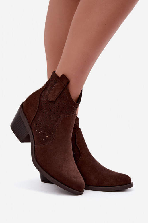 Botins recortados estilo cowboy com saltos S.Barski HY62-8147 chocolate