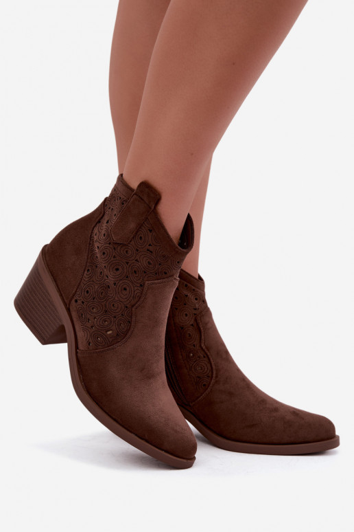 Botins recortados estilo cowboy com saltos S.Barski HY62-8147 castanho