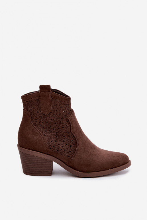 Botins recortados estilo cowboy com saltos S.Barski HY62-8147 castanho