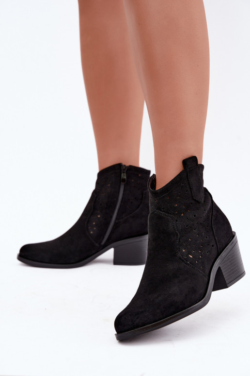 Botins recortados estilo cowboy com saltos S.Barski HY62-8147 preto