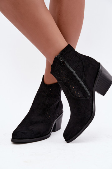 Botins recortados estilo cowboy com saltos S.Barski HY62-8147 preto 2