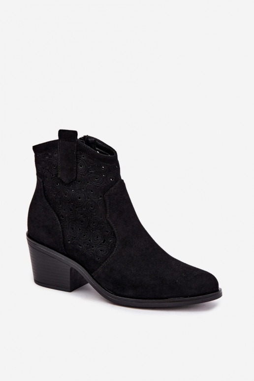 Botins recortados estilo cowboy com saltos S.Barski HY62-8147 preto