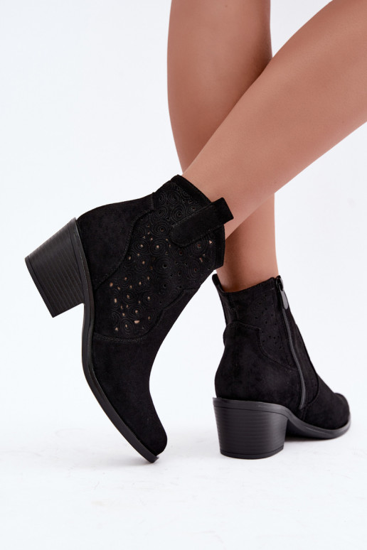 Botins recortados estilo cowboy com saltos S.Barski HY62-8147 preto