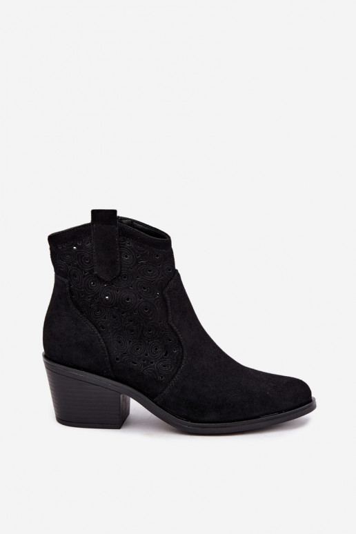 Botins recortados estilo cowboy com saltos S.Barski HY62-8147 preto