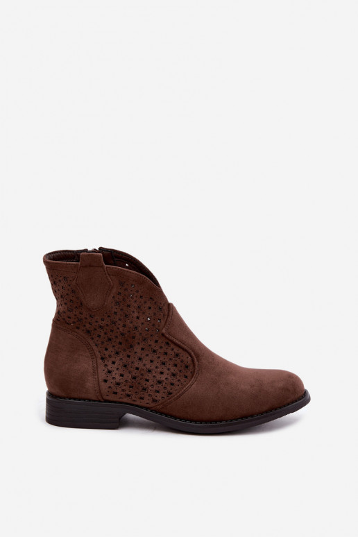 Botins com saltos largos e cano recortado S.Barski HY62-8151 castanho
