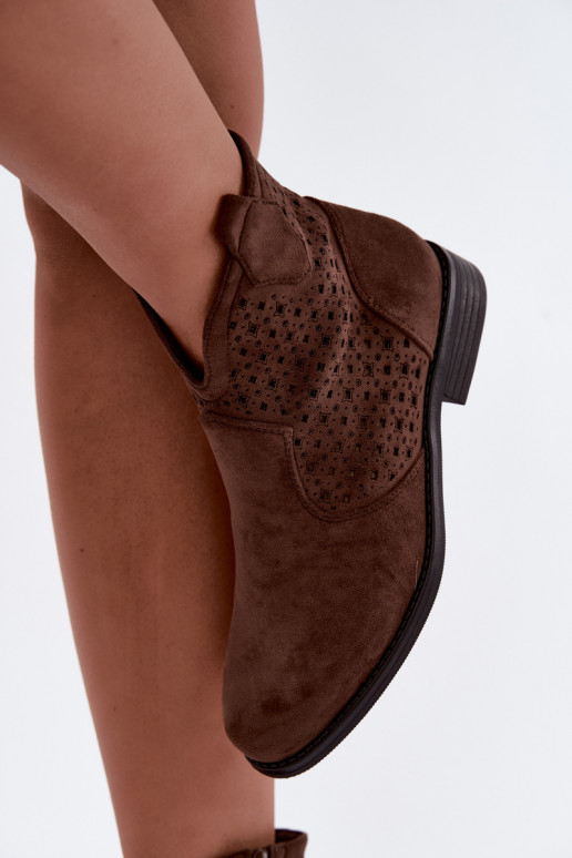 Botins com saltos largos e cano recortado S.Barski HY62-8151 castanho