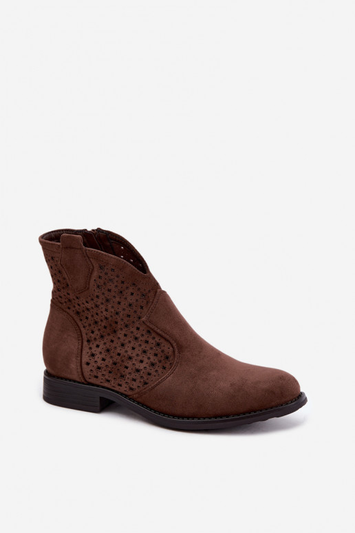 Botins com saltos largos e cano recortado S.Barski HY62-8151 castanho