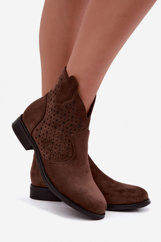 Botins com saltos largos e cano recortado S.Barski HY62-8151 castanho