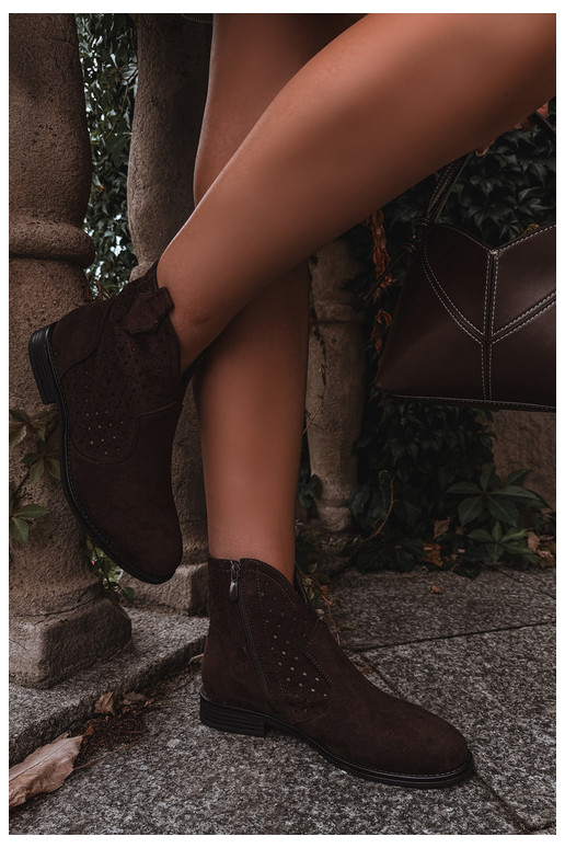 Botins com saltos largos e cano recortado S.Barski HY62-8151 chocolate