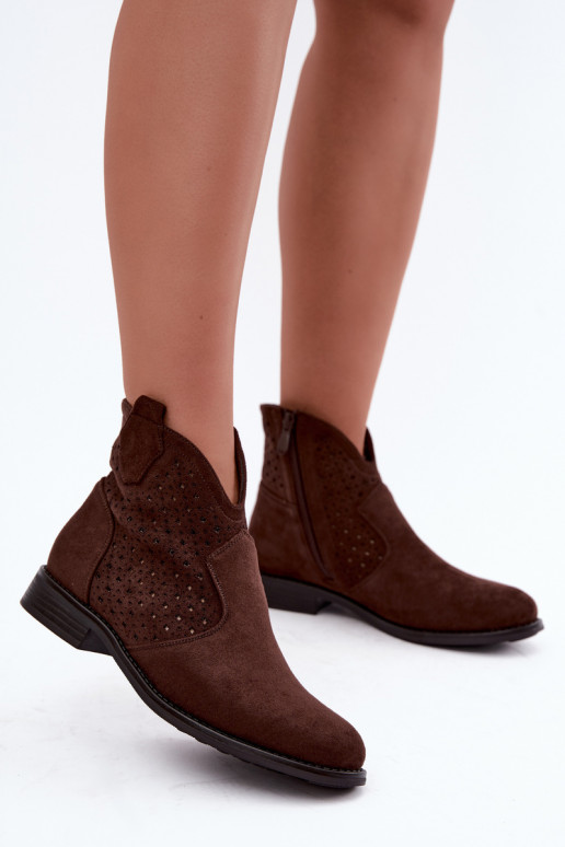 Botins com saltos largos e cano recortado S.Barski HY62-8151 chocolate