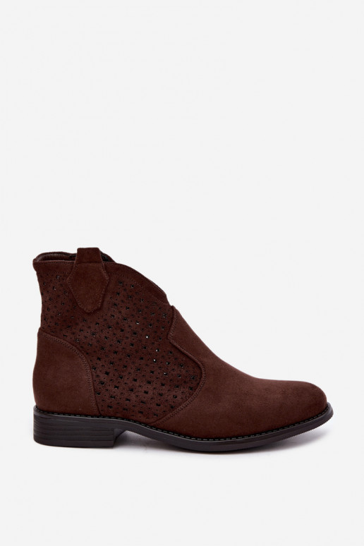 Botins com saltos largos e cano recortado S.Barski HY62-8151 chocolate