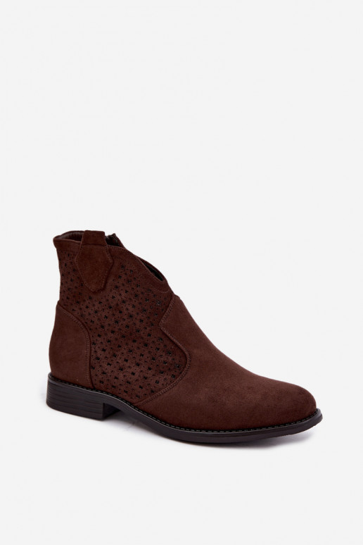 Botins com saltos largos e cano recortado S.Barski HY62-8151 chocolate