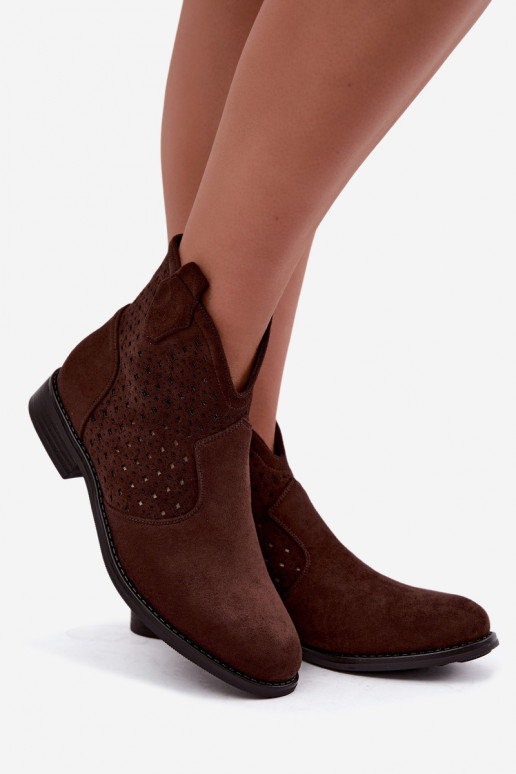 Botins com saltos largos e cano recortado S.Barski HY62-8151 chocolate