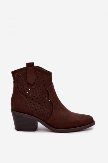 Botins estilo cowboy com saltos e elementos recortados S.Barski HY62-8149 chocolate 2