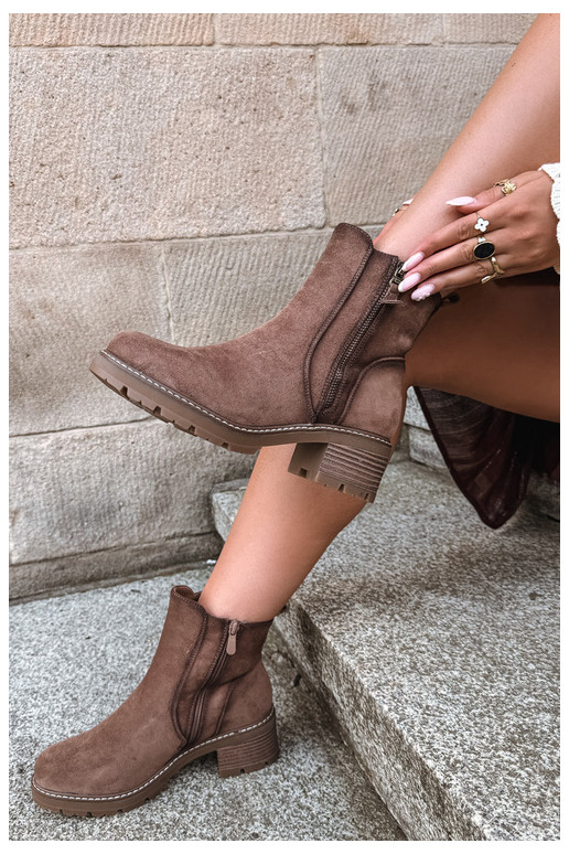 Botins isolados femininos com saltos S.Barski HY62-8101 castanho