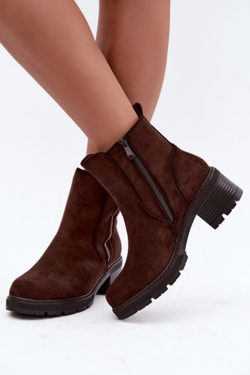 Botins isolados femininos com saltos S.Barski HY62-8101 chocolate 2