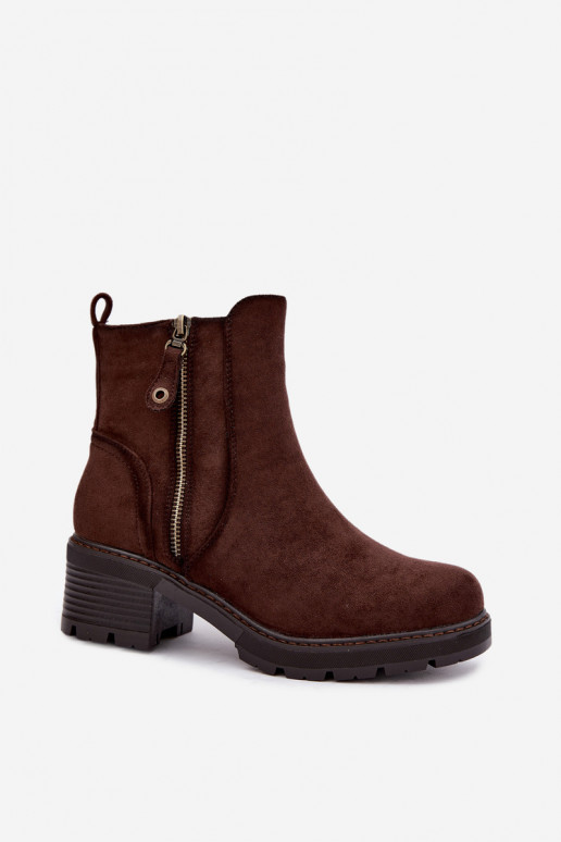 Botins isolados femininos com saltos S.Barski HY62-8101 chocolate