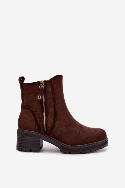 Botins isolados femininos com saltos S.Barski HY62-8101 chocolate