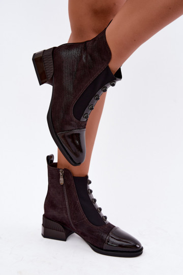 Botas de camurça com saltos isolados D&A CR62-3188 chocolate 2