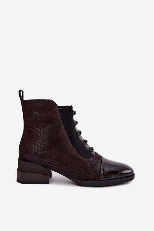 Botas de camurça com saltos isolados D&A CR62-3188 chocolate