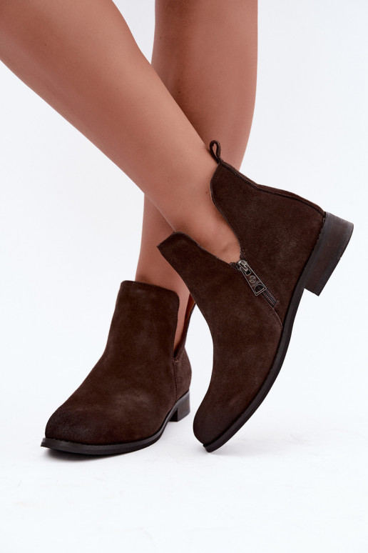 Botas de camurça com recortes Vinceza 133142 chocolate