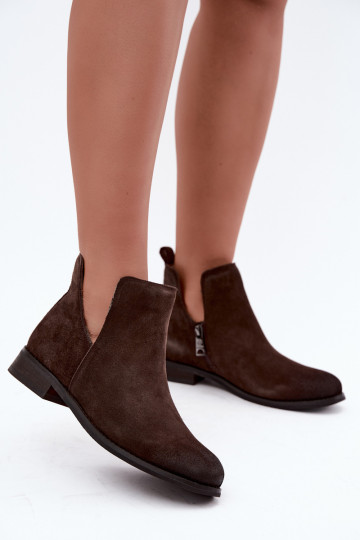 Botas de camurça com recortes Vinceza 133142 chocolate 2