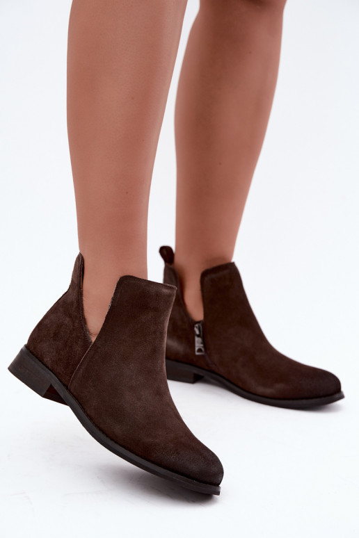 Botas de camurça com recortes Vinceza 133142 chocolate