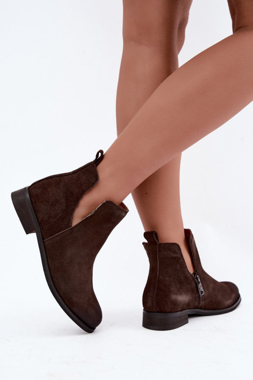 Botas de camurça com recortes Vinceza 133142 chocolate