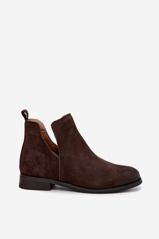 Botas de camurça com recortes Vinceza 133142 chocolate