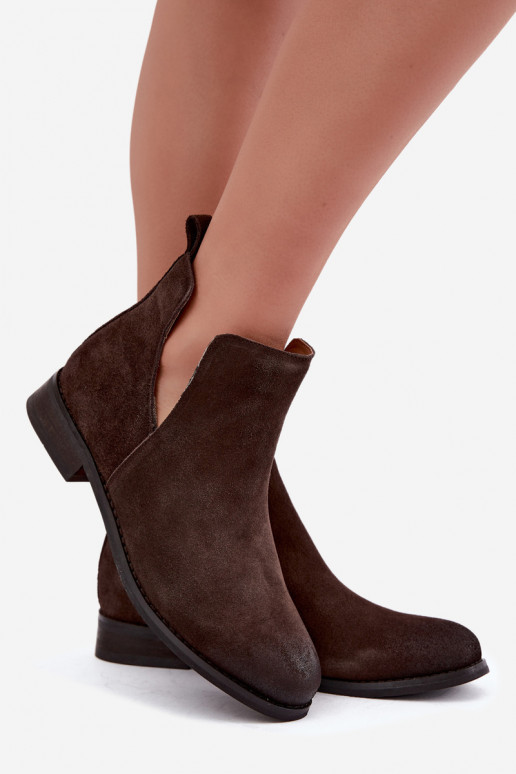 Botas de camurça com recortes Vinceza 133142 chocolate