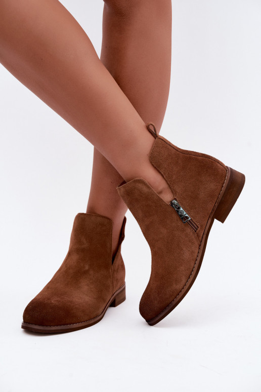 Botas de camurça com recortes Vinceza 133142 castanho