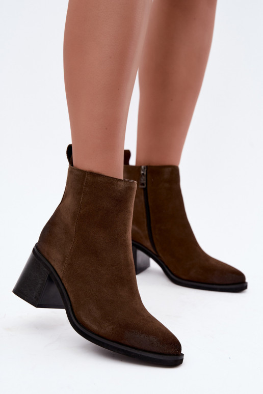 Botins isolados com saltos Vinceza 133100 caqui