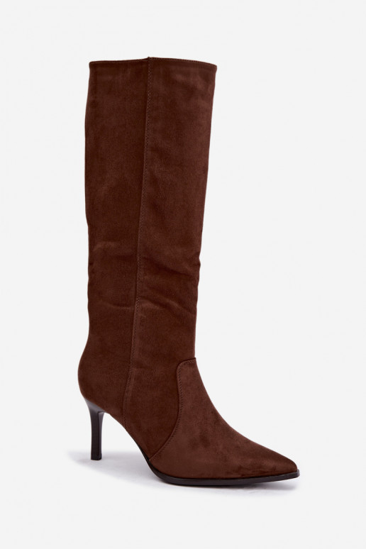 Botas altas marrons quentes com salto Taelia
