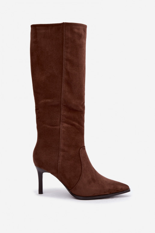 Botas altas marrons quentes com salto Taelia