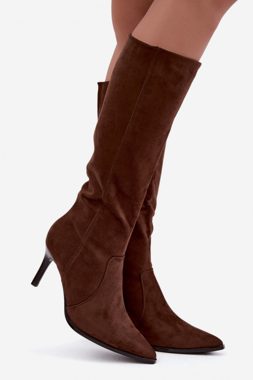 Botas altas marrons quentes com salto Taelia