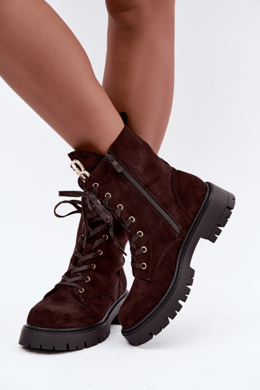 Botins quentes femininos com ornamentos em camurça sintética Falira