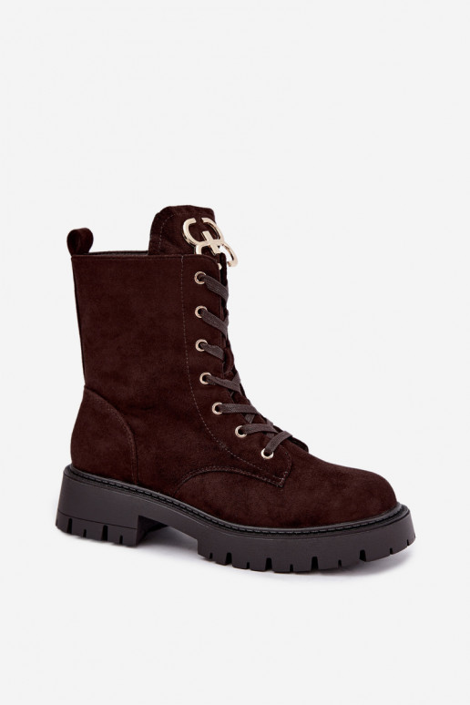 Botins quentes femininos com ornamentos em camurça sintética Falira